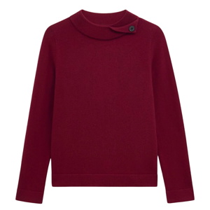 Hobbs London Talia  Beryl Red Cashmere Blend Button Neck Jumper